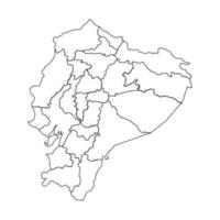 esboço esboço mapa do Equador com estados e cidades vetor