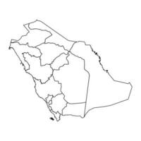 esboço esboço mapa do saudita arábia com estados e cidades vetor