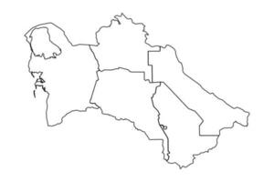 esboço esboço mapa do Turquemenistão com estados e cidades vetor