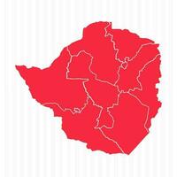 estados mapa do Zimbábue com detalhado fronteiras vetor
