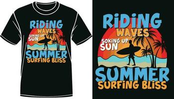 verão surfar bênção, verão vintage retro gráfico camiseta Projeto vetor