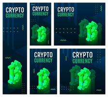 conjunto do Sombrio bitcoin faixas dentro letras estilo para impressão e Projeto. vetor ilustração.