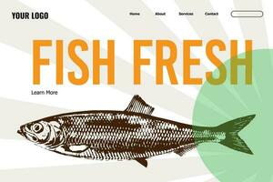 Comprar peixe conectados dentro comprar, fresco e congeladas peixe Entrega e ordem dentro loja em local na rede Internet com em formação do produtos. dieta e nutrição, refeição e nutrição. monocromático vetor dentro plano estilo