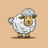 fofa ovelha e RAM isolado retro ilustração. em pé ovelhas silhueta em branco. Fazenda bumbum leite jovem animais vetor