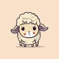 fofa engraçado ovelha em bege fundo coloração página esboço do desenho animado ovelha ou cordeiro. Fazenda animais vetor