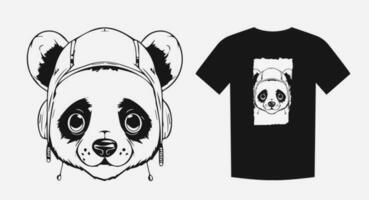 negrito monocromático desenho animado do uma panda cabeça. perfeito para impressões, camisas, e logotipos. atraente e à moda. vetor ilustração.