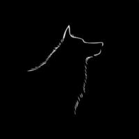 minimalista logotipo modelo, branco ícone do Lobo silhueta em Preto fundo, moderno logótipo conceito para o negócio identidade, Camisetas imprimir, infográfico pictograma vetor ilustração