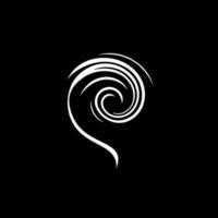 minimalista logotipo modelo, branco ícone do furacão silhueta em Preto fundo, moderno logótipo conceito para o negócio identidade, Camisetas imprimir, tatuagem. vetor ilustração
