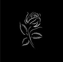 rosa flor logotipo modelo, branco ícone do Flor rosa pétalas silhueta em Preto fundo, boutique logótipo conceito, Cosmético emblema, tatuagem. vetor ilustração