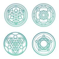 conjunto do 4 verde alquimia círculos vetor