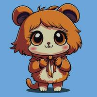 fofa kawaii chibi animais. hamster desenho animado personagem. lindo fêmea hamster vetor