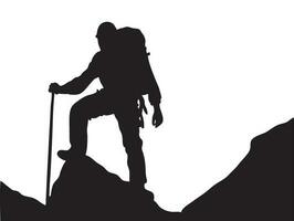 silhueta cena para uma montanhas alpinista aventureiro vetor arte Projeto símbolo do ganhando