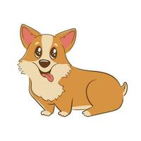 engraçado desenho animado cachorro procriar de raça pura pequeno corgi dentro plano estilo vetor