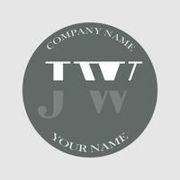 inicial jw logotipo carta monograma luxo mão desenhado vetor