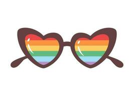 fofa retro oculos de sol dentro lgbtq bandeira cores. lgbtq comunidade, orgulho mês, amor é amor vetor