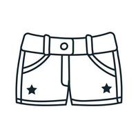 shorts quentes com estrelas estilo de linha do dia da independência vetor