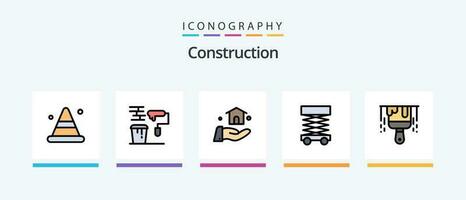 construção linha preenchidas 5 ícone pacote Incluindo pintar. escovar. construção. muro. tijolo. criativo ícones Projeto vetor