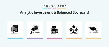 analítico investimento e equilibrado tabela de desempenho glifo 5 ícone pacote Incluindo medir. equilibrado. pesquisar. poupança. ouro. criativo ícones Projeto vetor