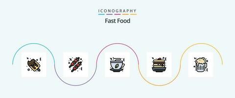 velozes Comida linha preenchidas plano 5 ícone pacote Incluindo . velozes Comida. velozes Comida. cerveja. Comida vetor