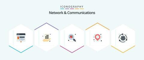rede e comunicações 25 plano ícone pacote Incluindo localização. alfinete. mão. procurar. encontrar vetor