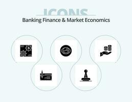 bancário finança e mercado economia glifo ícone pacote 5 ícone Projeto. fazer. capital. aprovação. receita. borracha vetor