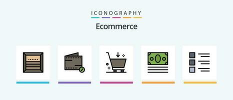 comércio eletrônico linha preenchidas 5 ícone pacote Incluindo comércio. mercado. caixa. comércio eletrônico. comércio. criativo ícones Projeto vetor