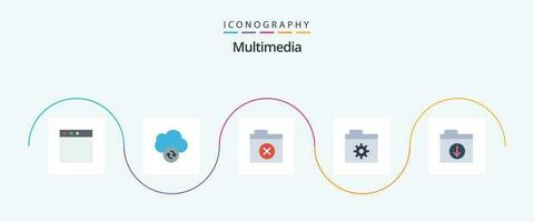 multimídia plano 5 ícone pacote Incluindo . pasta. pasta. baixar vetor