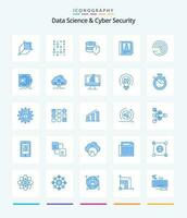 criativo dados Ciência e cyber segurança 25 azul ícone pacote tal Como modelo. info. escudo. diário. telefone vetor
