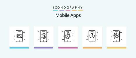 Móvel apps linha 5 ícone pacote Incluindo navegação. GPS. mensageiro. aplicativo. atividade. criativo ícones Projeto vetor