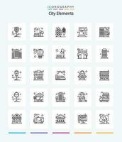 criativo cidade elementos 25 esboço ícone pacote tal Como casa. prédio. eletricidade. estação. combustível vetor