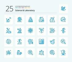 Ciência 25 azul cor ícone pacote Incluindo reprodução. fertil. livros. Ciência. frasco vetor