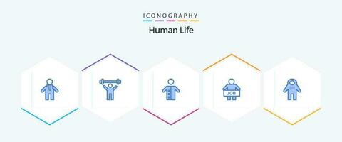 humano 25 azul ícone pacote Incluindo cosmonauta. trabalhador. pessoas. pessoas. homem vetor