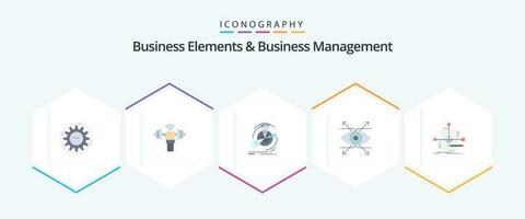o negócio elementos e o negócio gestão 25 plano ícone pacote Incluindo olhar. negócios. poder. referência. desempenho vetor