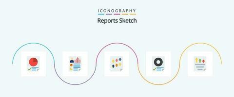 relatórios esboço plano 5 ícone pacote Incluindo página. dados. do utilizador. verificar. papel vetor