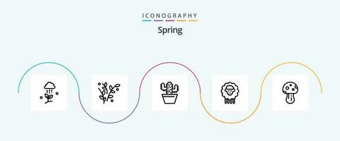 Primavera linha 5 ícone pacote Incluindo cogumelo. ovelha Primavera. bater. Primavera vetor