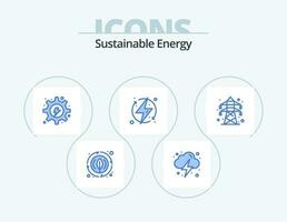 sustentável energia azul ícone pacote 5 ícone Projeto. renovável. elétrico. elétrico. ecológico. engrenagem vetor