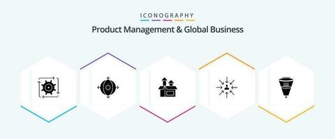 produtos gestão e global o negócio 25 glifo ícone pacote Incluindo seleção. escolher. produtos. escolha. produtos vetor