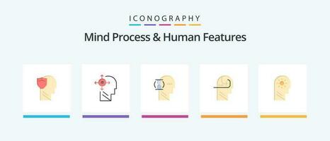 mente processo e humano características plano 5 ícone pacote Incluindo cérebro. mente. cabeça. habilidade. masculino. criativo ícones Projeto vetor