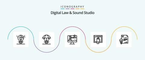 digital lei e som estúdio linha 5 ícone pacote Incluindo Internet. contente. ideia. acesso. digital vetor