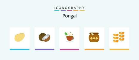 pongal plano 5 ícone pacote Incluindo crescimento. folha. café. plantar. pongal. criativo ícones Projeto vetor