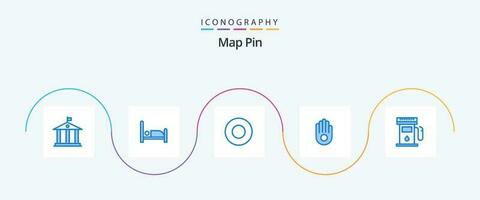 mapa PIN azul 5 ícone pacote Incluindo . placa. serviço. mapas. gás vetor