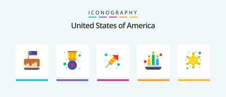 EUA plano 5 ícone pacote Incluindo militares. claro. militares. fogo. dia. criativo ícones Projeto vetor