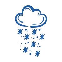 nuvem com ícone de estilo de desenho de mão de flocos de neve vetor