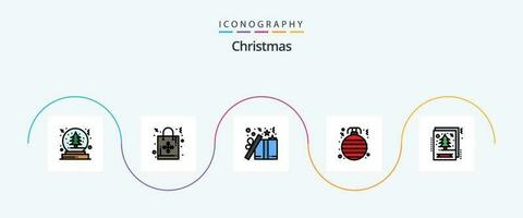 Natal linha preenchidas plano 5 ícone pacote Incluindo cartão. Natal. presente. bugiganga. Estrela vetor