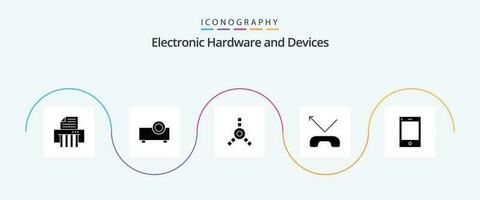 dispositivos glifo 5 ícone pacote Incluindo . chamar. tábua. ipad vetor