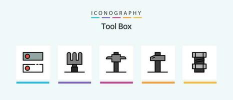 Ferramentas linha preenchidas 5 ícone pacote Incluindo . cano. ferramentas. reparar. criativo ícones Projeto vetor