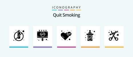 Sair fumar glifo 5 ícone pacote Incluindo assistência médica. fumar. cigarro. problema. coração. criativo ícones Projeto vetor
