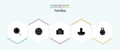 Ferramentas 25 glifo ícone pacote Incluindo . imprensa. vetor