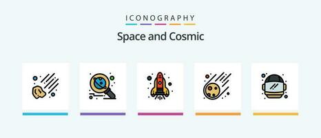 espaço linha preenchidas 5 ícone pacote Incluindo . estrela. lua. espaço. espaço. criativo ícones Projeto vetor