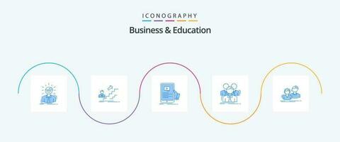o negócio e Educação azul 5 ícone pacote Incluindo negócios. equipe. líder. tutorial. webinar vetor